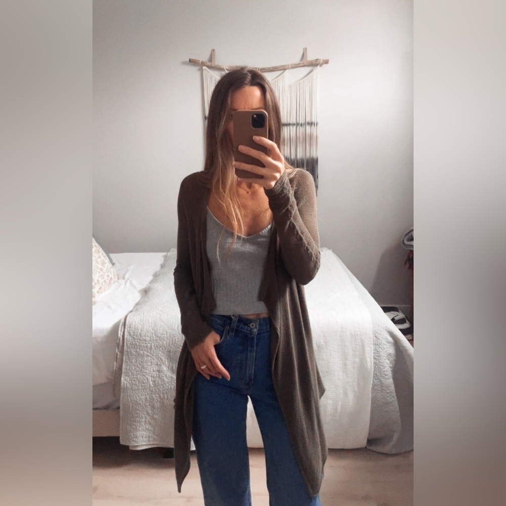 Sonoma Olive Green Long Sleeve Knit Cardigan